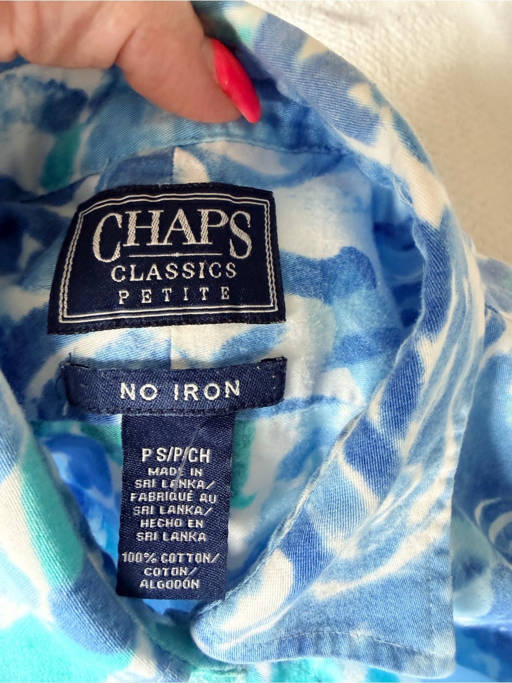 Chaps Blue and Teal Floral Button-Down Shirt - Picture 4 of 6